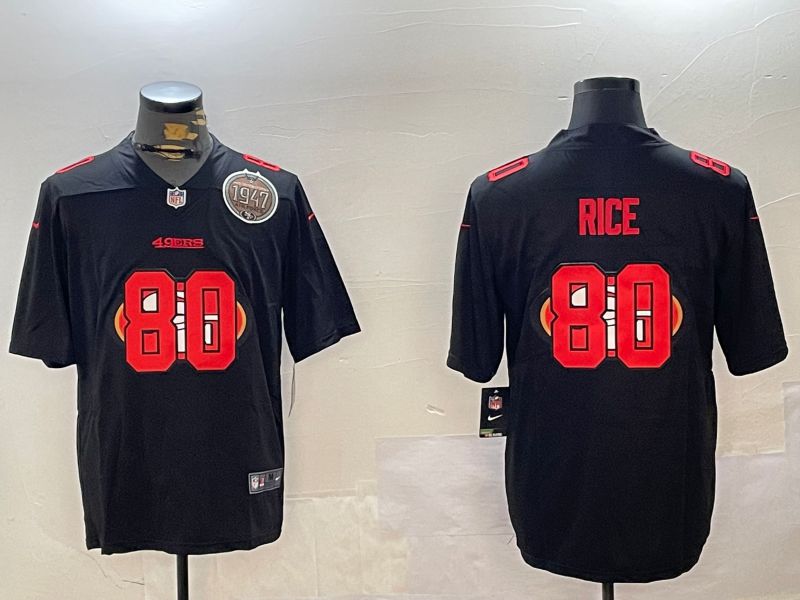 Men San Francisco 49ers #80 Rice Black Fashion 2024 Nike Limited NFL Jersey style 2